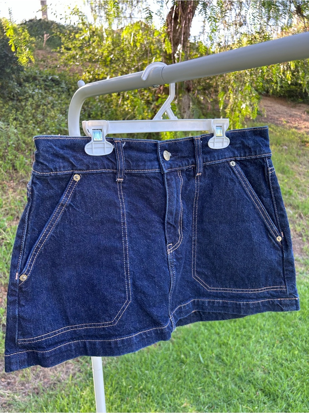 American Eagle Outfitters Dark Blue Denim Low Rise Mini Skirt